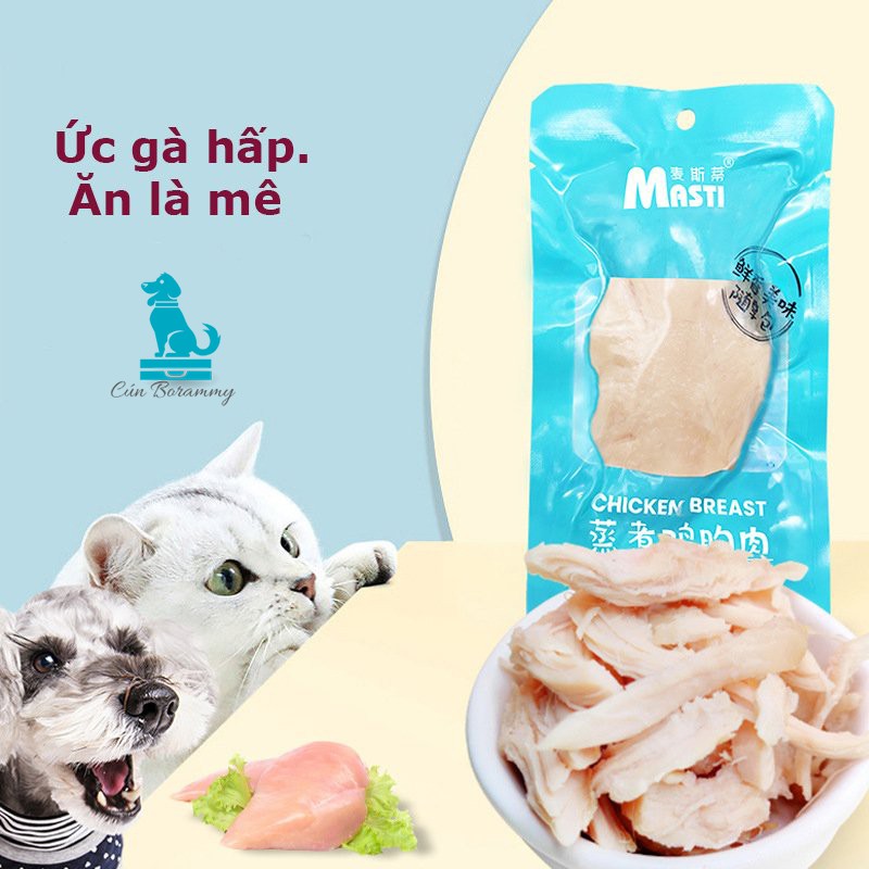 Combo ức gà hấp ăn liền Masti bổ sung dinh dưỡng cho chó mèo