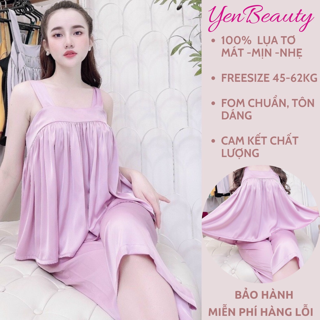 Đồ Bộ Lụa/Lanh/Satin Lửng Mặc Ở Nhà Nữ - Bộ Ngủ Nữ 2 Dây BabyDoll Mặc Nhà Mùa Hè, Nhiều Màu Dễ Thương, YENBEAUTY