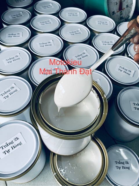 Màu Sơn Trắng 2K Tự Bóng  Đóng lon 1kg. MotokieuMaiThànhĐạt