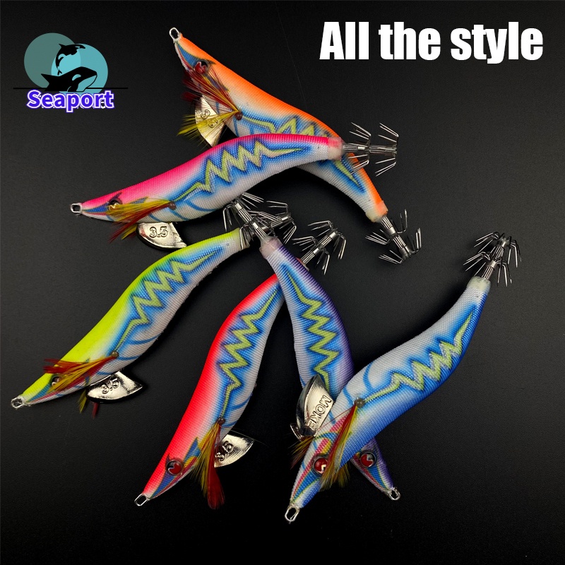 Mồi Câu Cá Giả Hình Mực Phát Sáng Bằng Gỗ