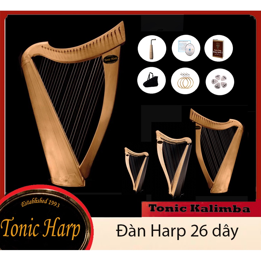 Đàn hạc 26 dây gỗ RoseWood Tonic- Harp Iceland IM0026A-W2600 Hàng chính hãng Tặng phụ kiện như hình