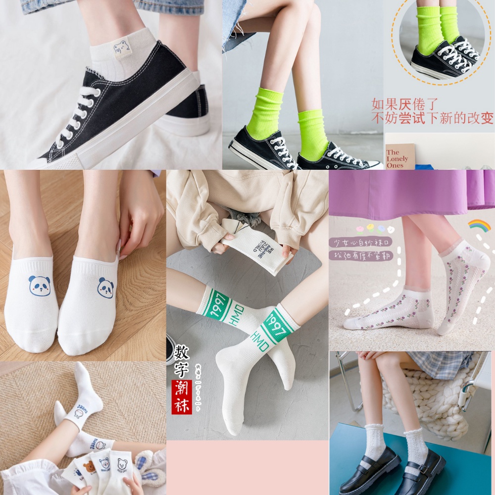[SET 7 ĐÔI] Tất cổ cao nam nữ 7 đôi sử dụng cả tuần chất liệu cotton thấm hút mồ hôi phong cách Hàn Quốc