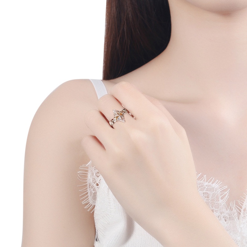 Nhẫn đính đá CZ thiết kế đơn giản và thanh lịch sang trọng cho nữ