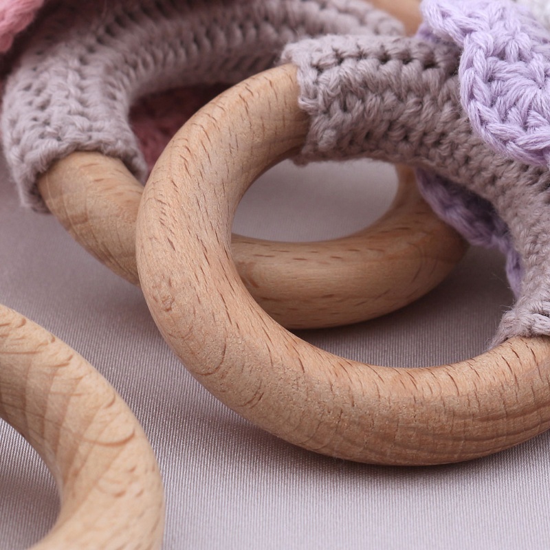 Đồ Chơi Chuông Lắc Cầm Tay Bằng Cotton Dệt Kim Handmade Không BPA Hình Động Vật Dành Cho Bé Mọc Răng