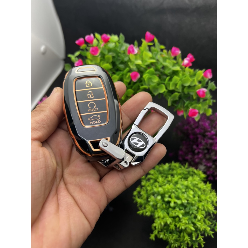 Bao chìa khóa Đen Vàng- Ốp chìa khóa TPU Đen Vàng xe ô tô HYUNDAI Accent 2021
