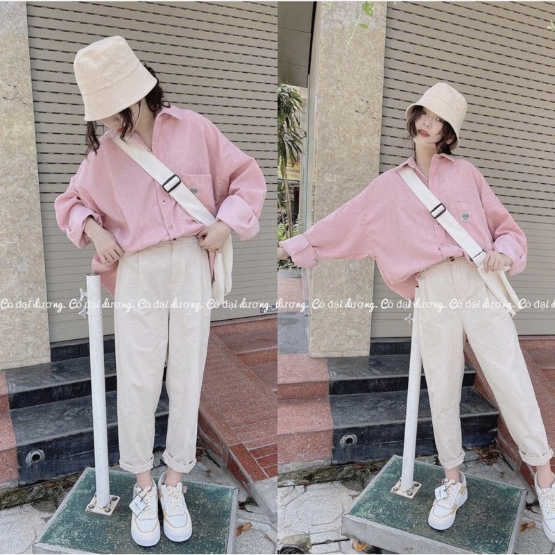ÁO SƠ MI NHUNG MẶT CƯỜI FOM RỘNG HÀN QUỐC MS13546
