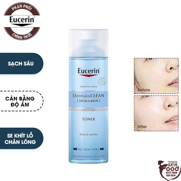 Nước Hoa Hồng Cân Bằng Da Eucerin Sensitive Skin Dermatoclean Hyaluron Toner 200ml