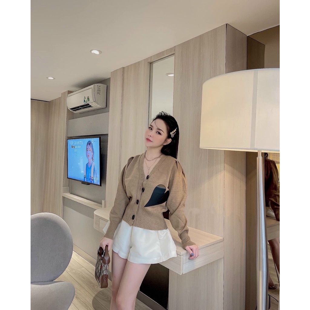 Áo Khoác Len Dày Dặn Thu Đông, Cardigan Nữ Hình Trái Tim