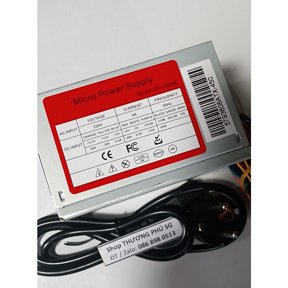 Nguồn máy tính Micro Power Supply ATX-450W (Gắn cho thùng MINI hoặc máy bộ)