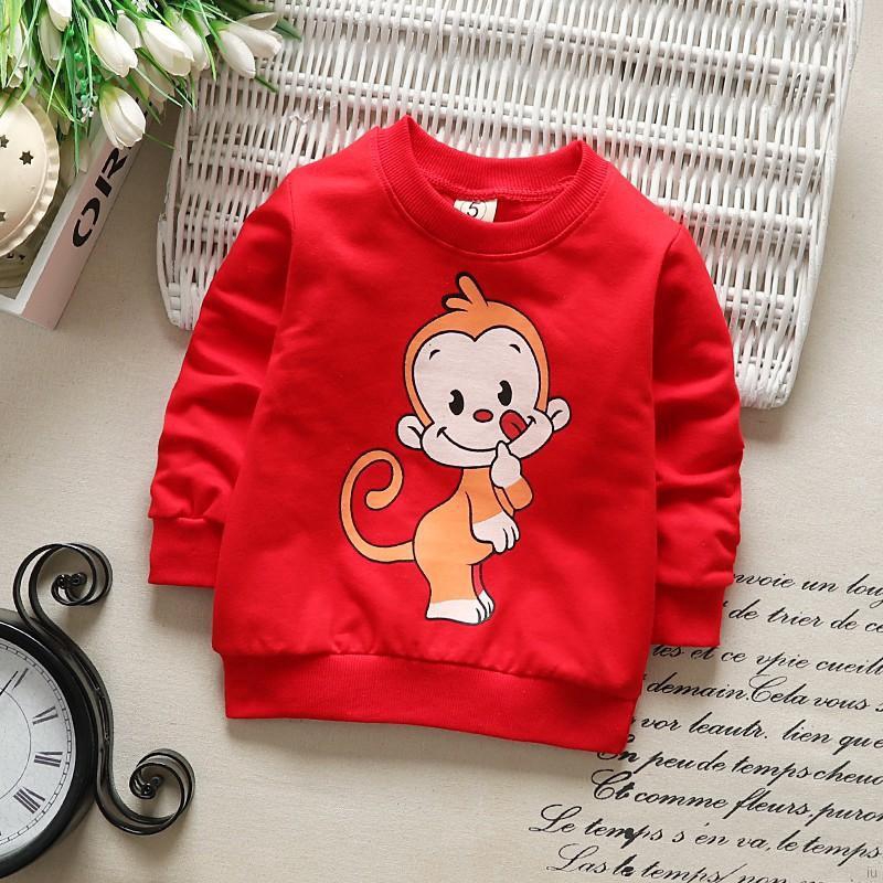 Áo hoodie in hình khỉ hoạt hình cho bé