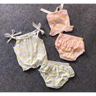 Set 2 áo yếm + quần chíp tầng COTTON SUGAR