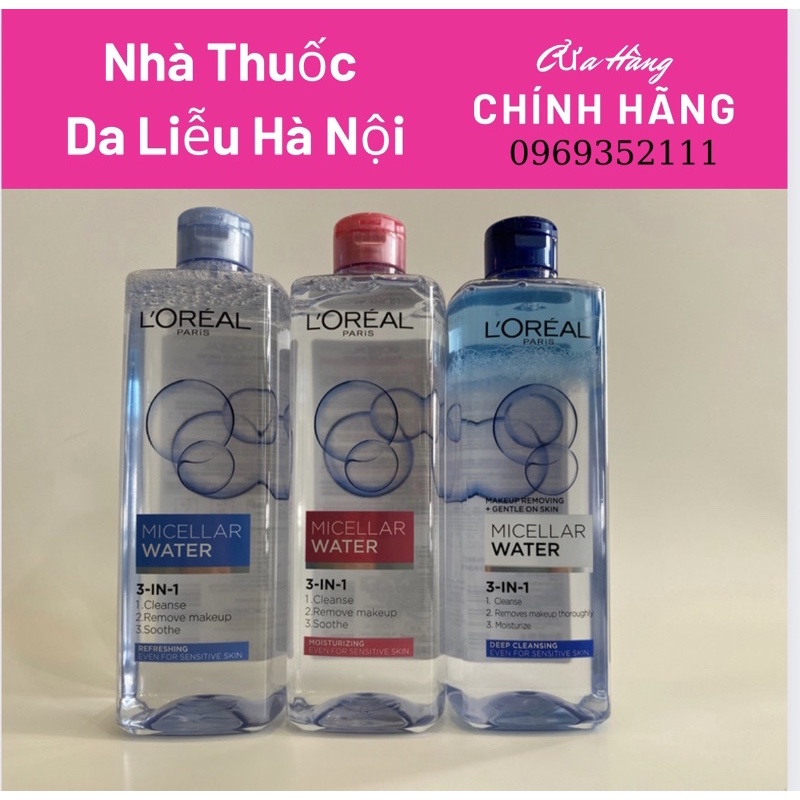 Nước tẩy trang Loreal - L'Oreal Paris 3-in-1 Micellar Water - 400ml