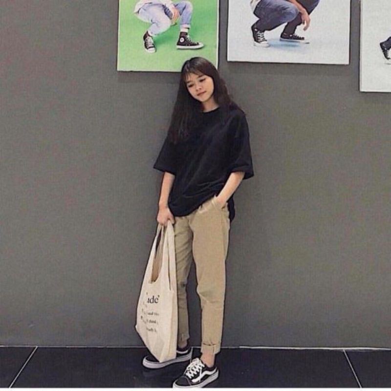 Áo thun trơn KIRKLAND UNISEX OVERSIZE  - Trắng, Đen