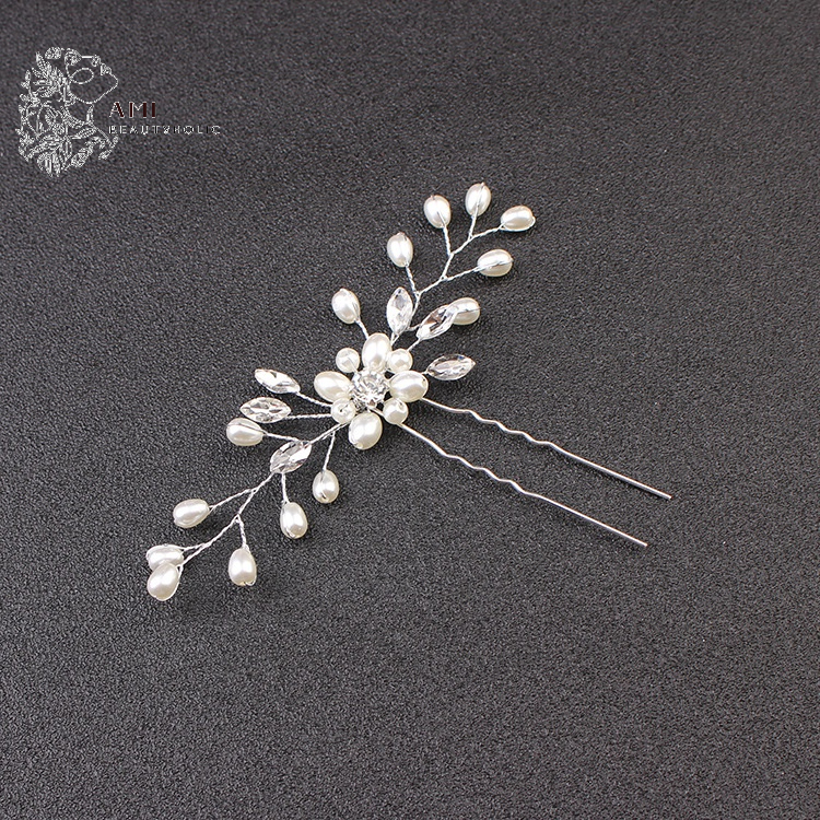 N01_Hoa Cài Tóc Cô Dâu Đính Đá và Hạt Trai, Trang Điểm Cô Dâu, Make Up Tiệc, Phụ Kiện Cưới và Trang Điểm