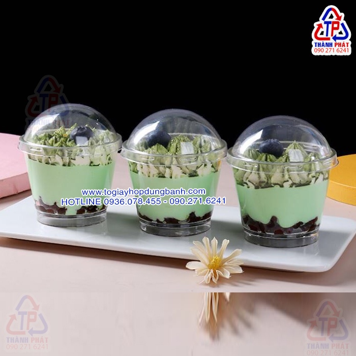 50 Ly tiramisu nắp cầu LC-7770 - Ly nhựa cứng đựng panna cotta, bánh mousse