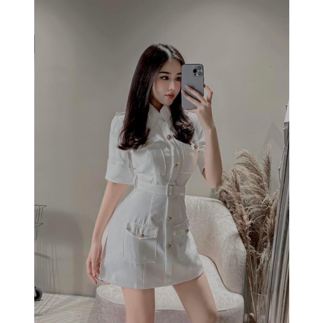 Đầm Suông Vest Nút Kèm Belt