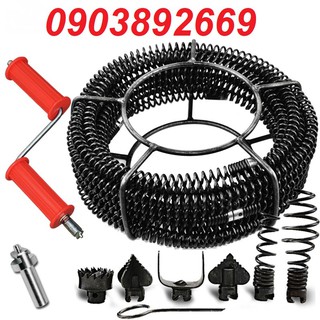 dây thông tắc cống lò xo dùng tay quay - dây phi 16,  dài 9m