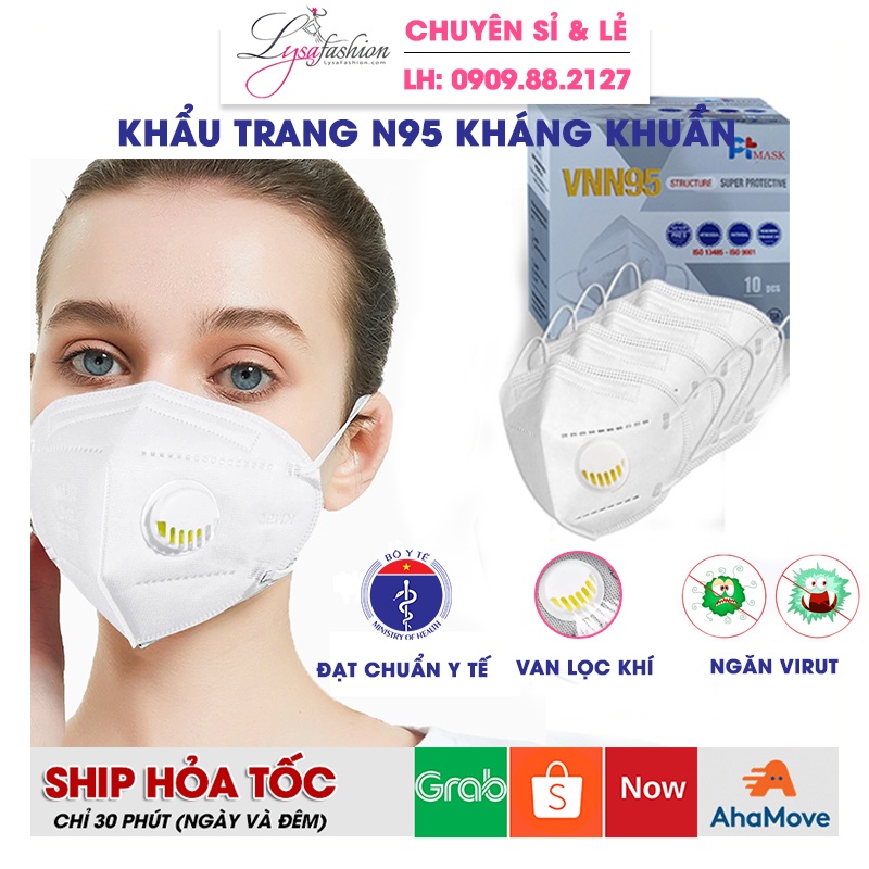 [Chuẩn] Khẩu trang N95 có van, khẩu trang kháng khuẩn N95 hàng công ty đạt chuẩn FDA