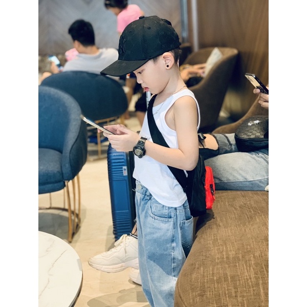 Quần jean baggy vắt gấu bé trai bé gái-MS142