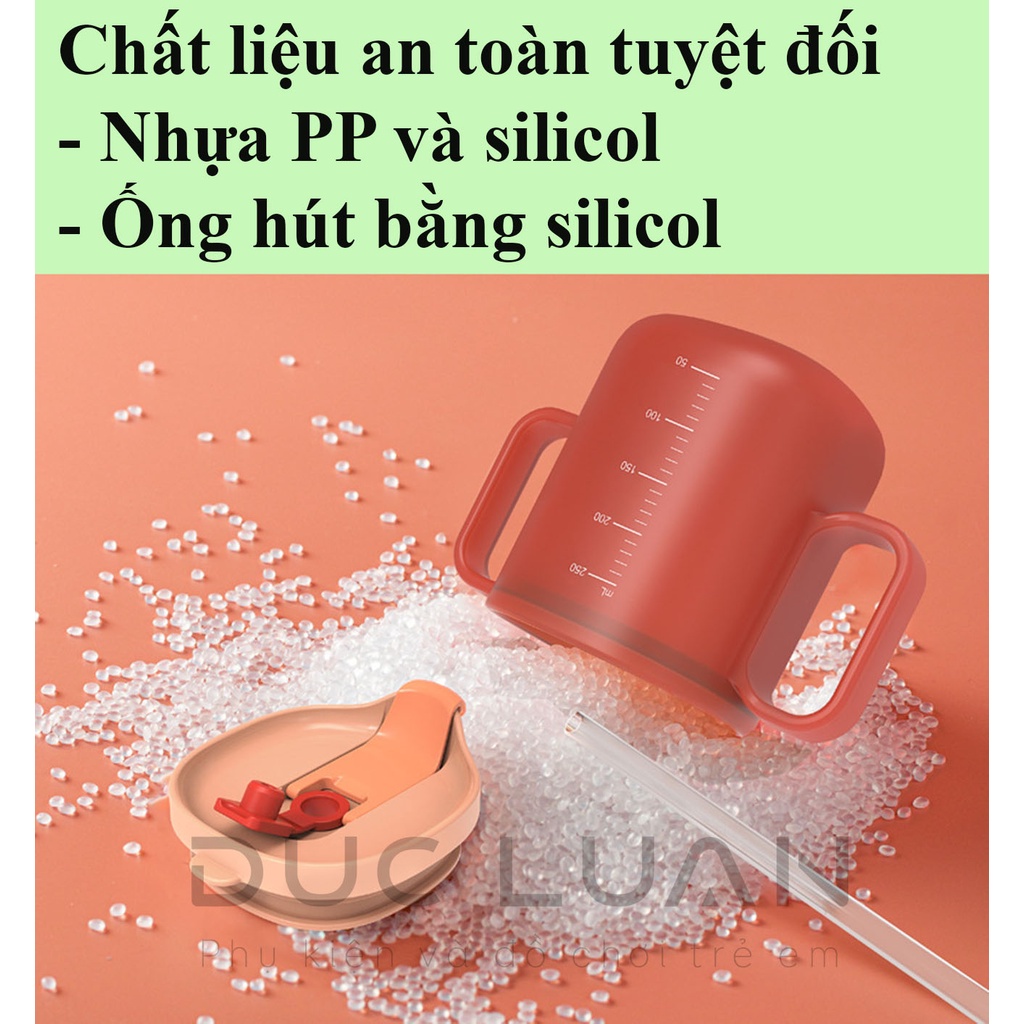 Cốc tập hút cho bé - Cốc tập uống 3 giai đoạn - Chính hãng Hugokids