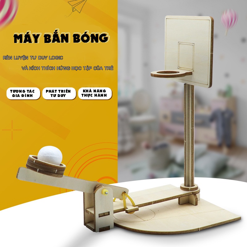 Đồ chơi bóng rổ mini lắp ráp ANDY KIDS bộ lắp dán bóng rổ gỗ  rèn luyện kiên trì và phản xạ cho bé trang trí góc học tập