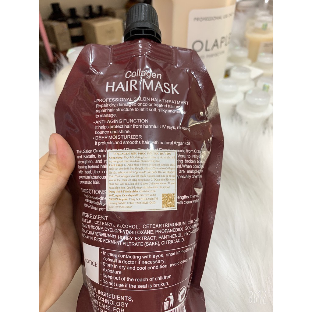 Kem ủ phục hồi tóc khô sơ chẻ ngọn Maxipro 500ml túi
