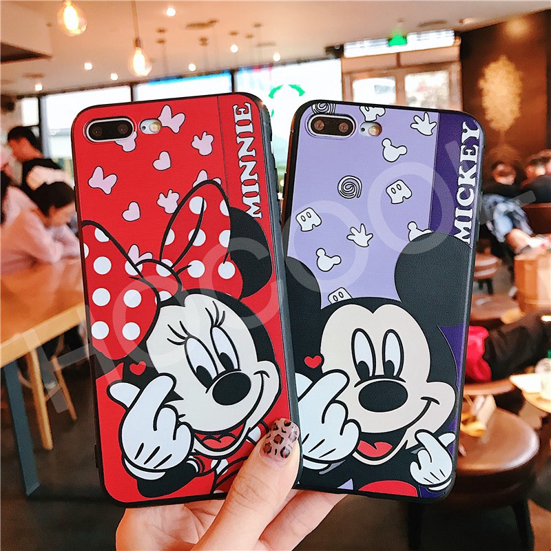 Ốp điện thoại bằng nhựa dẻo in hình chuột Mickey/ Minnie 3D cho iPhone 6 6S 7 8 Plus X XS MAX XR