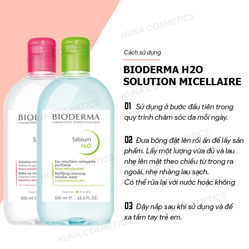 ( AUTH PHÁP) NƯỚC TẩY TRANG BIODERMA H2O SOLUTION MICELLAIRE