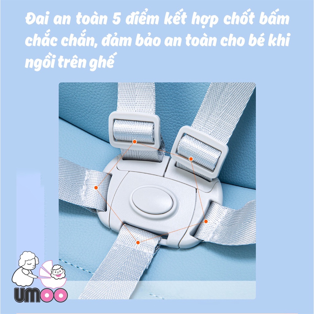 Ghế ăn dặm UMOO có bánh xe mã UM0492