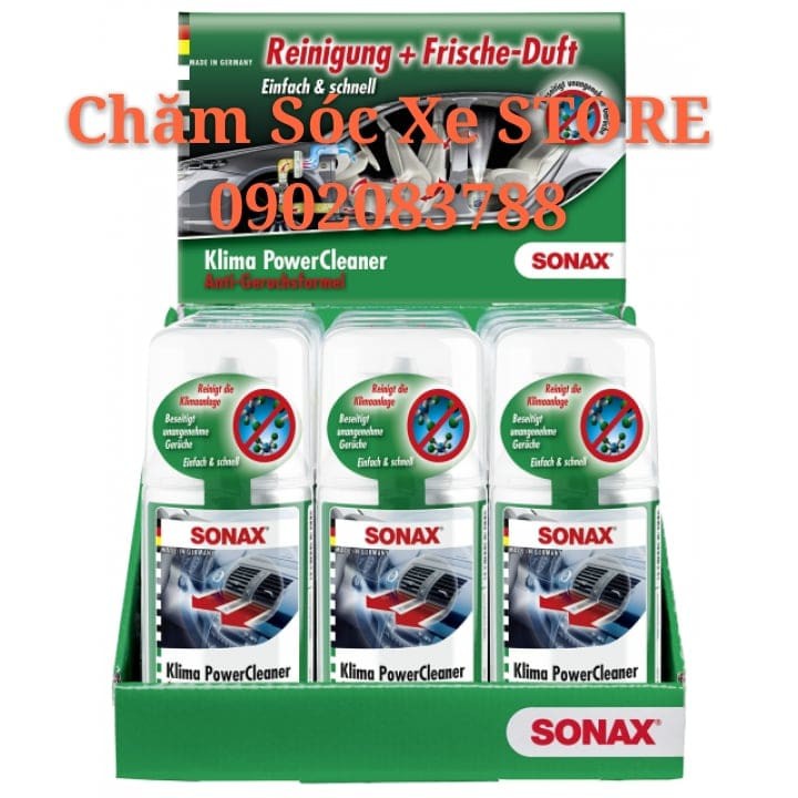 Khử mùi, diệt nấm mốc dàn lạnh ô tô thế hệ mới Sonax a/c cleaner Air Aid 100ml Sonax323100 chamsocxestore