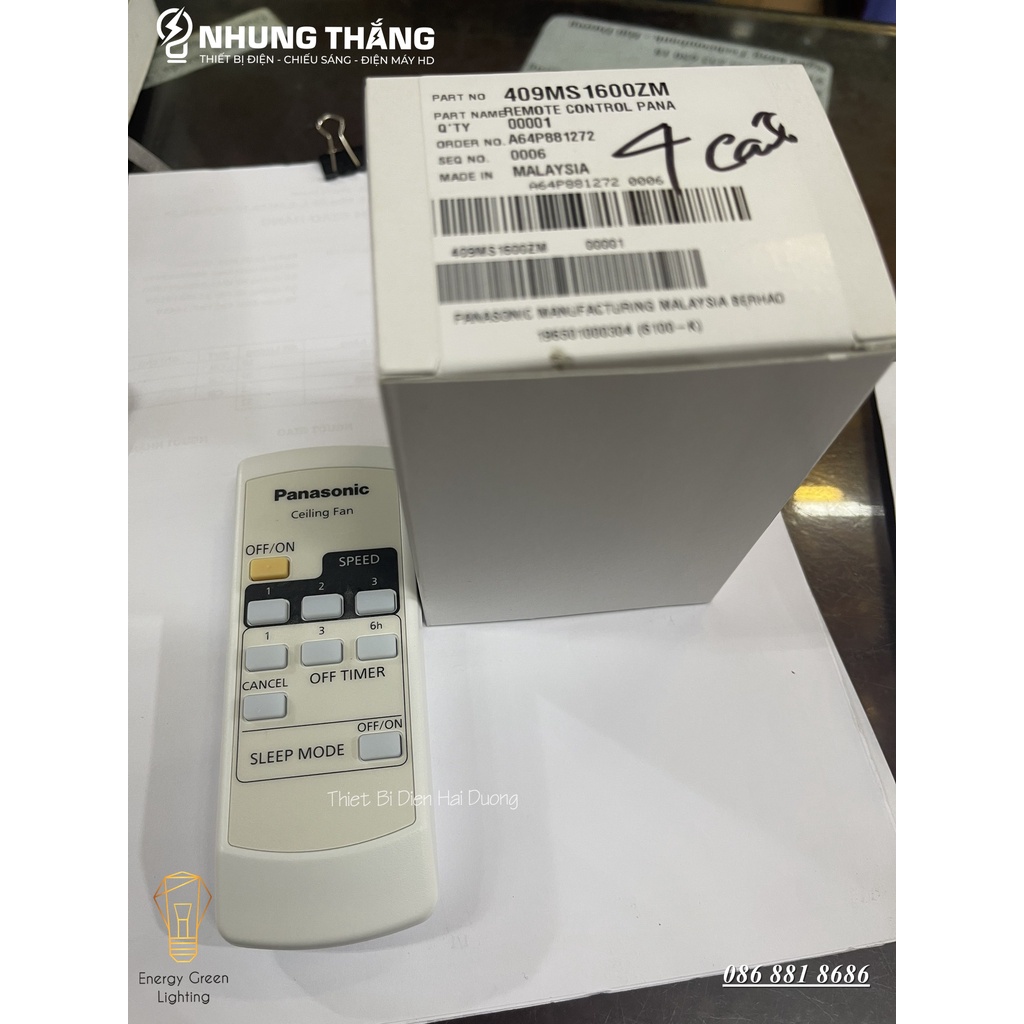 Điều Khiển Từ Xa Sử Dụng Cho Quạt Trần 4 Cánh Panasonic - Made In Malaysia - Hàng Chính Hãng