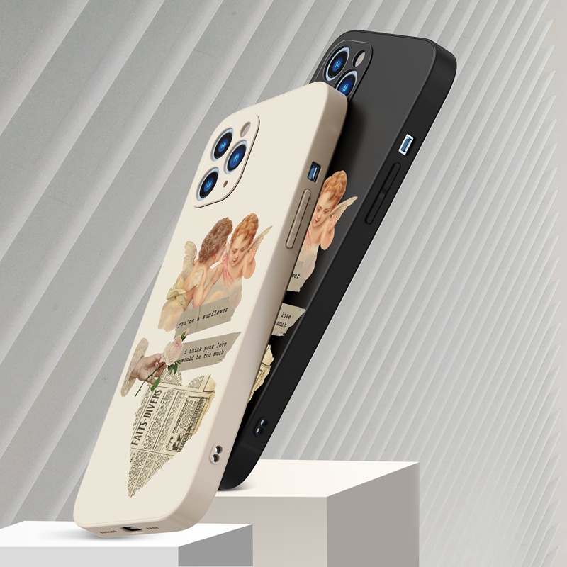 Ốp lưng iphone Ốp điện thoại SUNTAIHO silicon mềm in hình hai thiên thần cho iPhone 13 12 11 Pro Max X XR XS Max 7 8 Plus 12mini 13mini