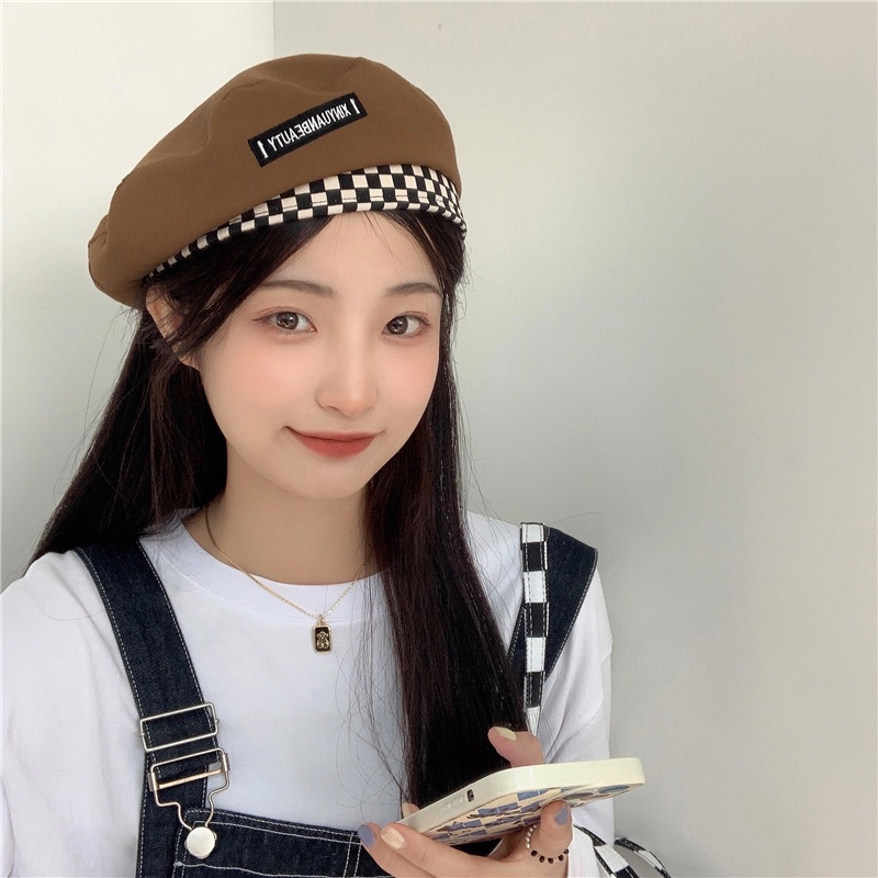 Mũ Beret Mỏng Thêu Chữ Phong Cách Nhật Bản Thời Trang Xuân Hè Cho Nữ