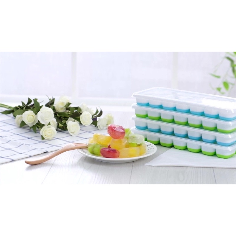 Khay Làm Đá Silicol 14 Viên Có Nắp Đậy Cao Cấp