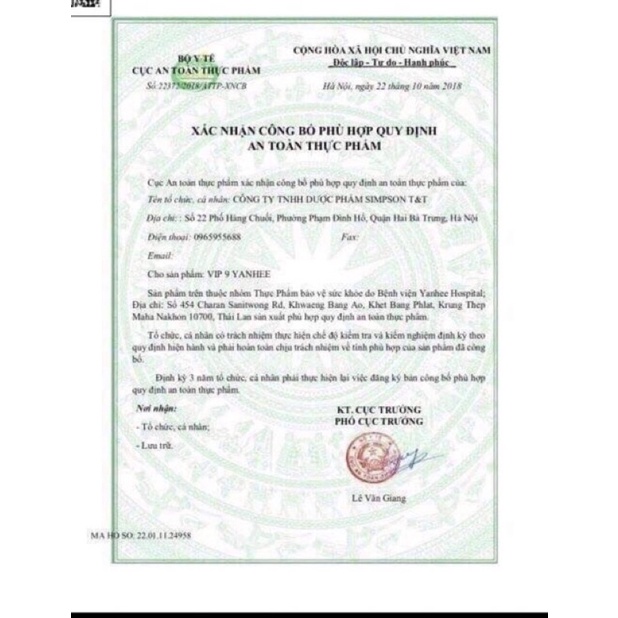 1 tháng Giảm Cân Vip 9 PP YANHEE 9 Viên Giảm cực Mạnh 4 tuần