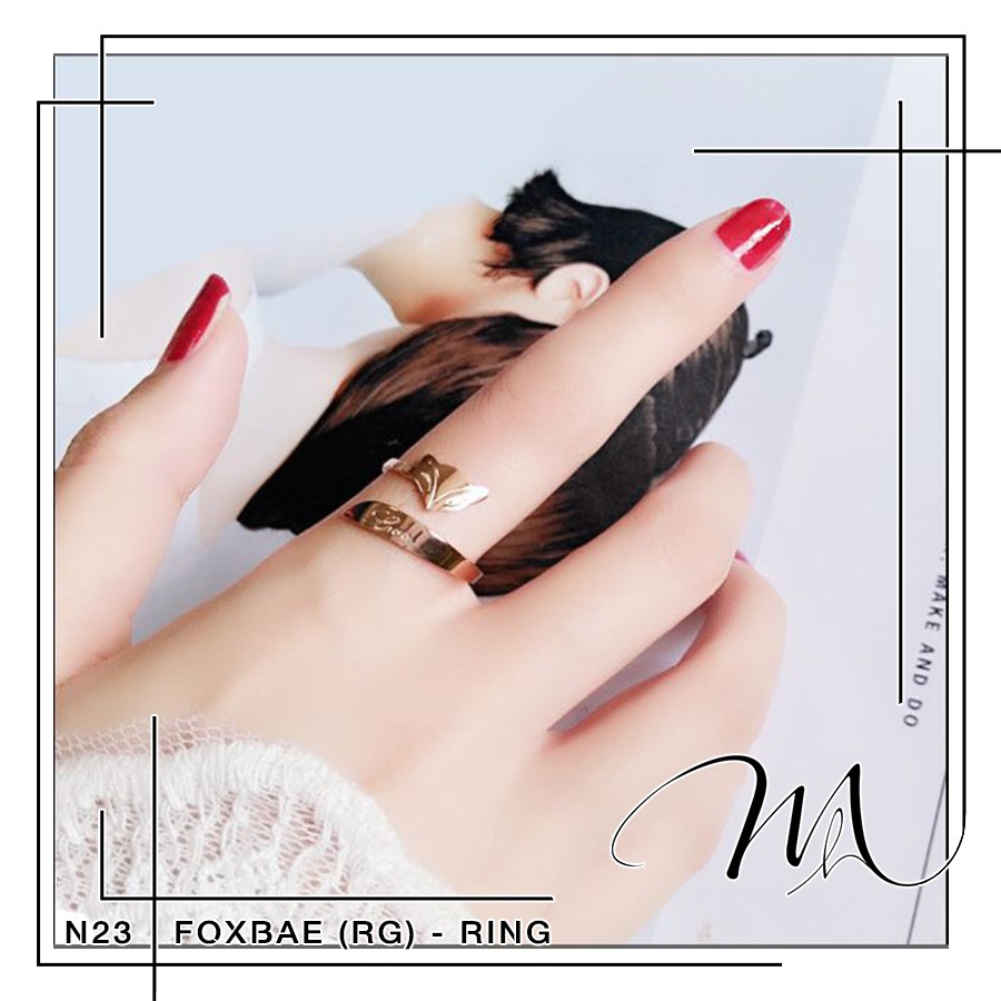 Nhẫn nữ Titan không gỉ freesize hồ ly dễ thương - Măng’s House N23