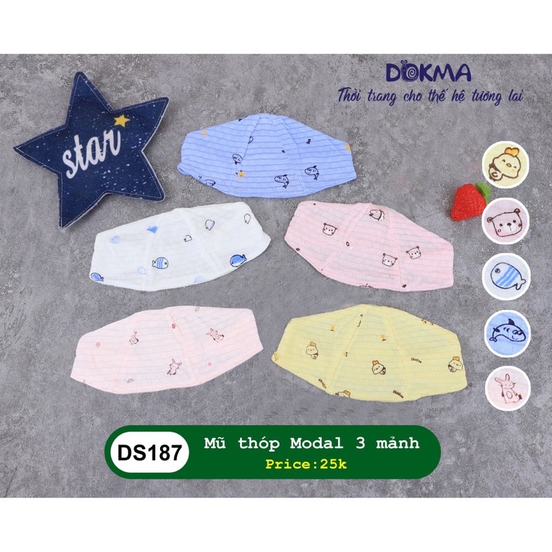 Mũ che thóp modal Dokma 3 mảnh cho bé