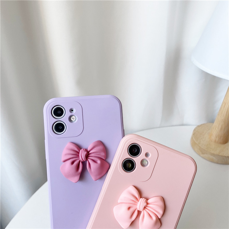 Ốp điện thoại phối nơ 3D đơn giản thích hợp cho Iphone 12 11 Pro Max X Xr Xs Max 5 5s 6 6s 7 8 12mini Plus