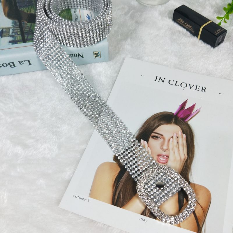 Thắt Lưng Đính Đá Kim Cương Lấp Lánh Đa Năng Thời Trang Kèm Chân Váy Jean Cho Nữ