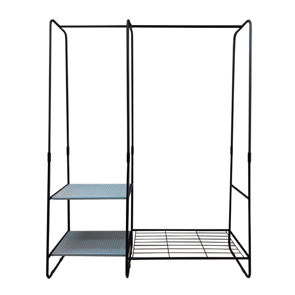 HomeBase ME LIVING Giá treo quần áo 3 ngăn kèm thanh chữ A bằng thép Thái Lan PIXEL W125xH160xD40cm