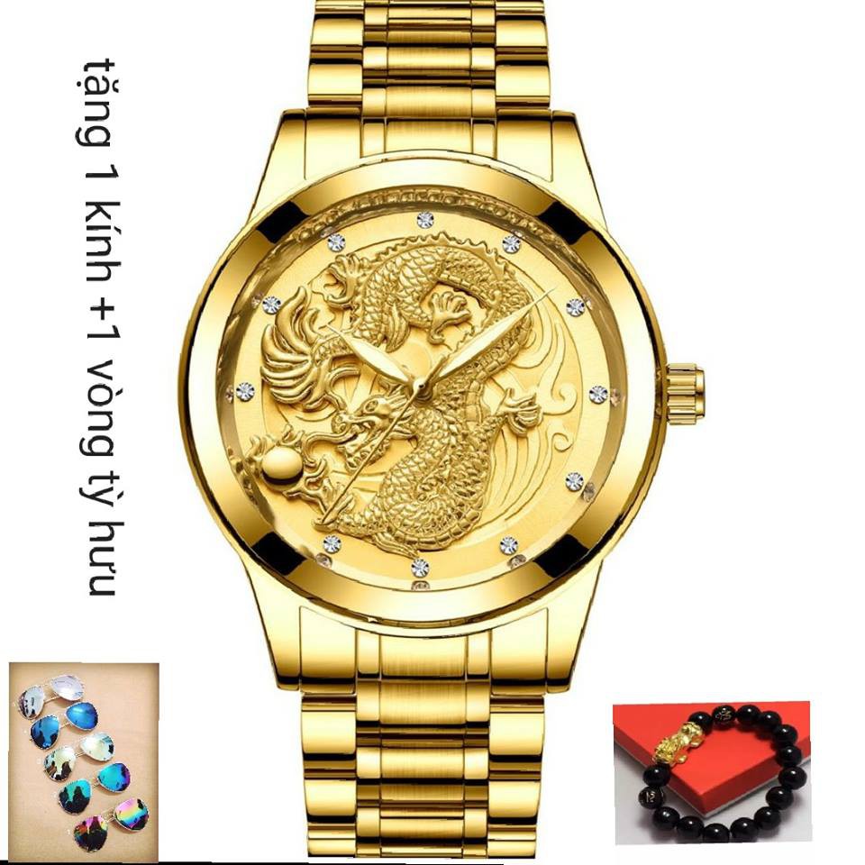 ĐỒNG HỒ NAM FNGEEN CHẠM RỒNG TẶNG vòng tay tỳ hưu tặng kính