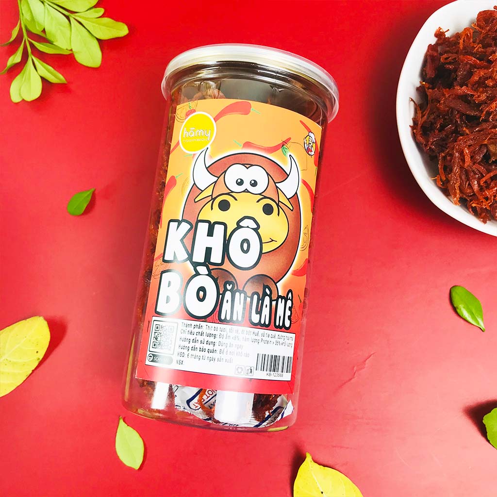 Khô bò xé sợi ăn liền loại 1 đóng hũ 300g | đồ ăn vặt Hà My ngon mê ly