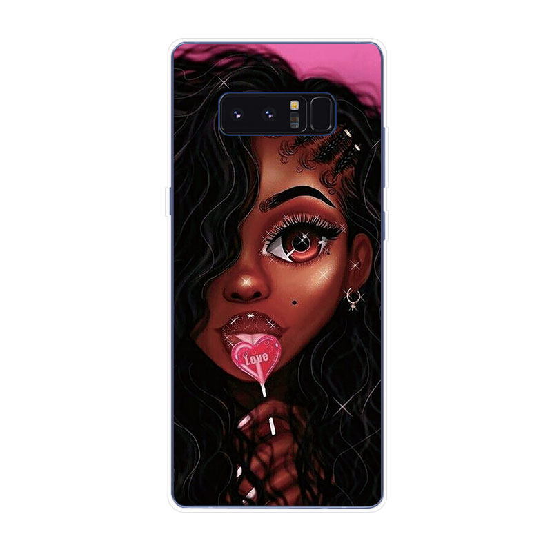 Samsung Galaxy S7 Edge S8 S8+ Plus Soft TPU Silicone Phone Case Cover Black Girl