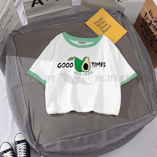 áo thun croptop viền xanh quả bơ good kT