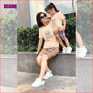 Set đồ đôi mẹ bé siêu sang - siêu "chất" btbur kem - trắng