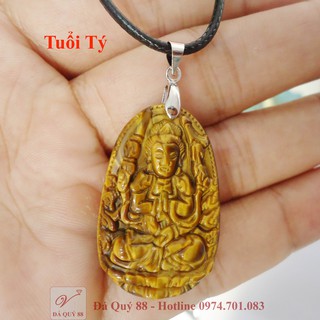 Mặt phật bản mệnh hộ mệnh tuổi Tý đá mắt hổ vàng tự nhiên