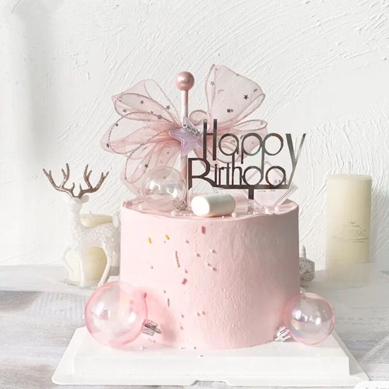 Phụ Kiện Trang Trí Bánh Kem Sinh Nhật Bằng Sợi Cói Đính Nơ Kiểu Hoạt Hình Dễ Thương Xinh Xắn