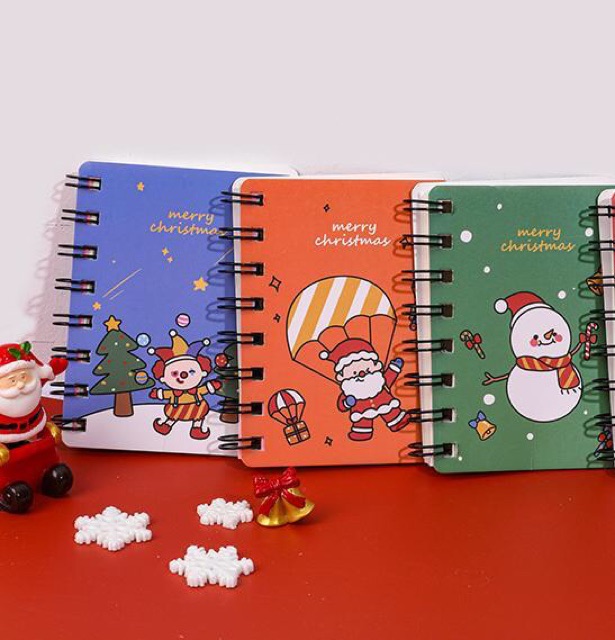 Quà tặng Giáng sinh siêu dễ thương - Sổ mini cầm tay in hình ông già Noel, người tuyết,...cute xinh xỉu