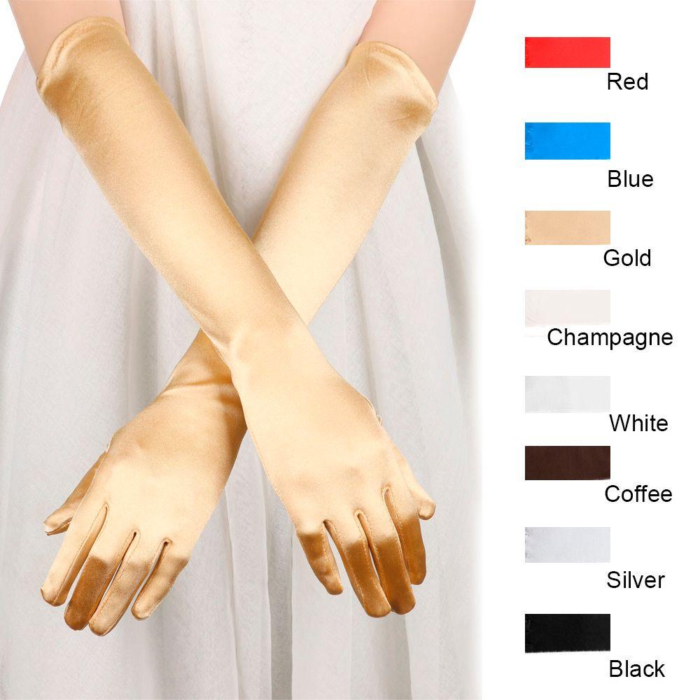 Găng Tay Cô Dâu Dài Vải Satin Thời Trang MIHAN1