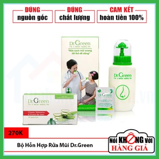 [CHÍNH HÃNG] Bộ Hỗn Hợp Rửa Mũi Dr.Green Gồm 1 Bình Và 40 Gói Muối Nha Đam